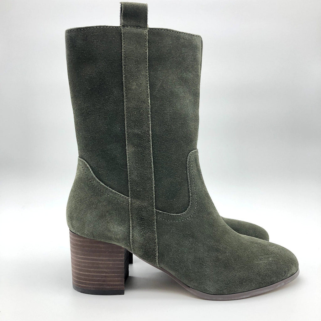 Violet & Red Womens Jarah Western Boots Size 8 Green Suede Mid Calf NWOB