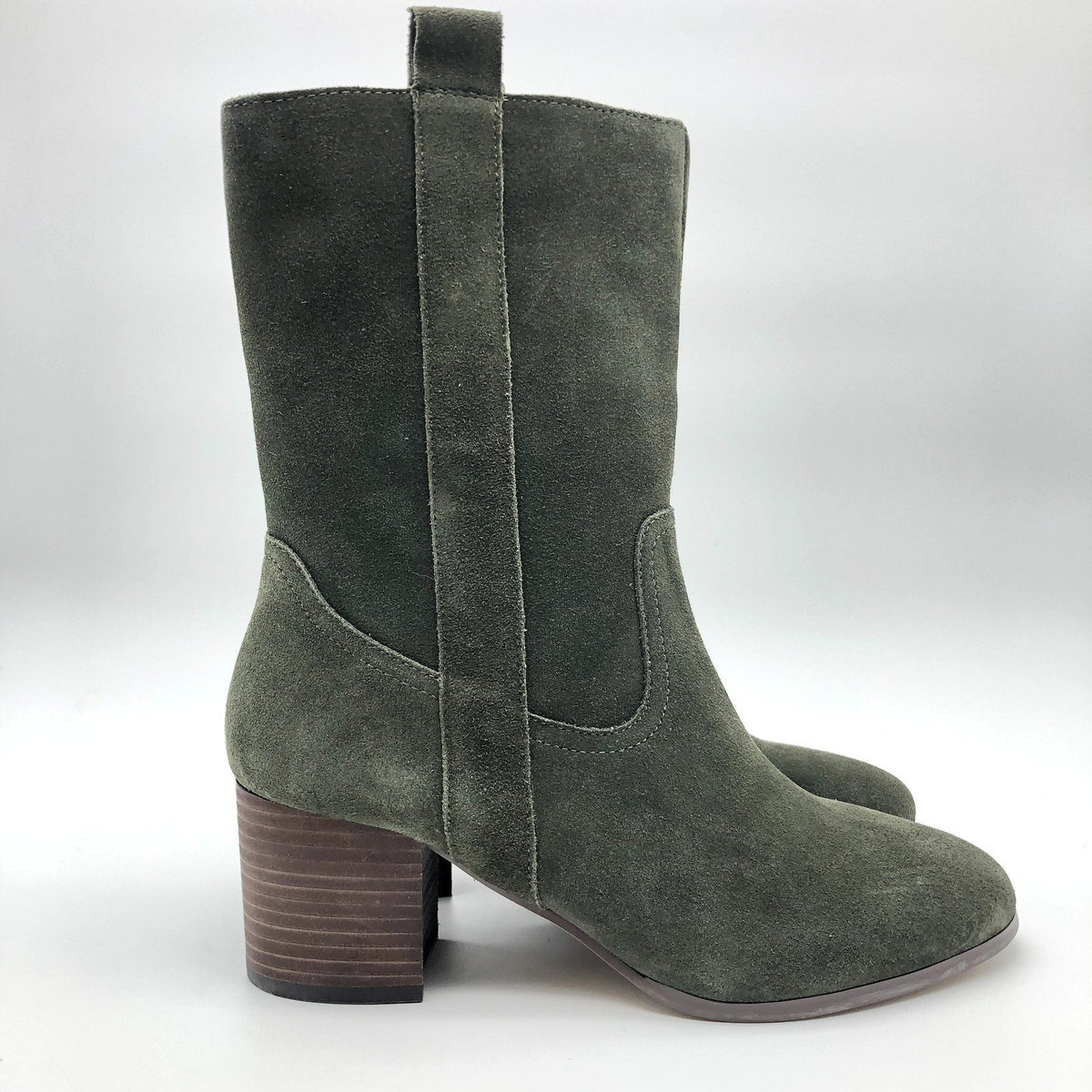 Violet & Red Womens Jarah Western Boots Size 8 Green Suede Mid Calf NWOB