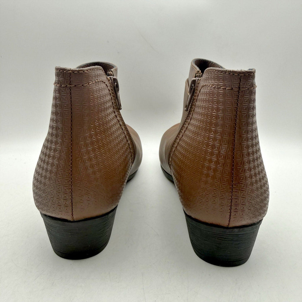 Rockport Womens Carly Alloy Toe Work Booties Size 8.5 Brown Leather NWOB